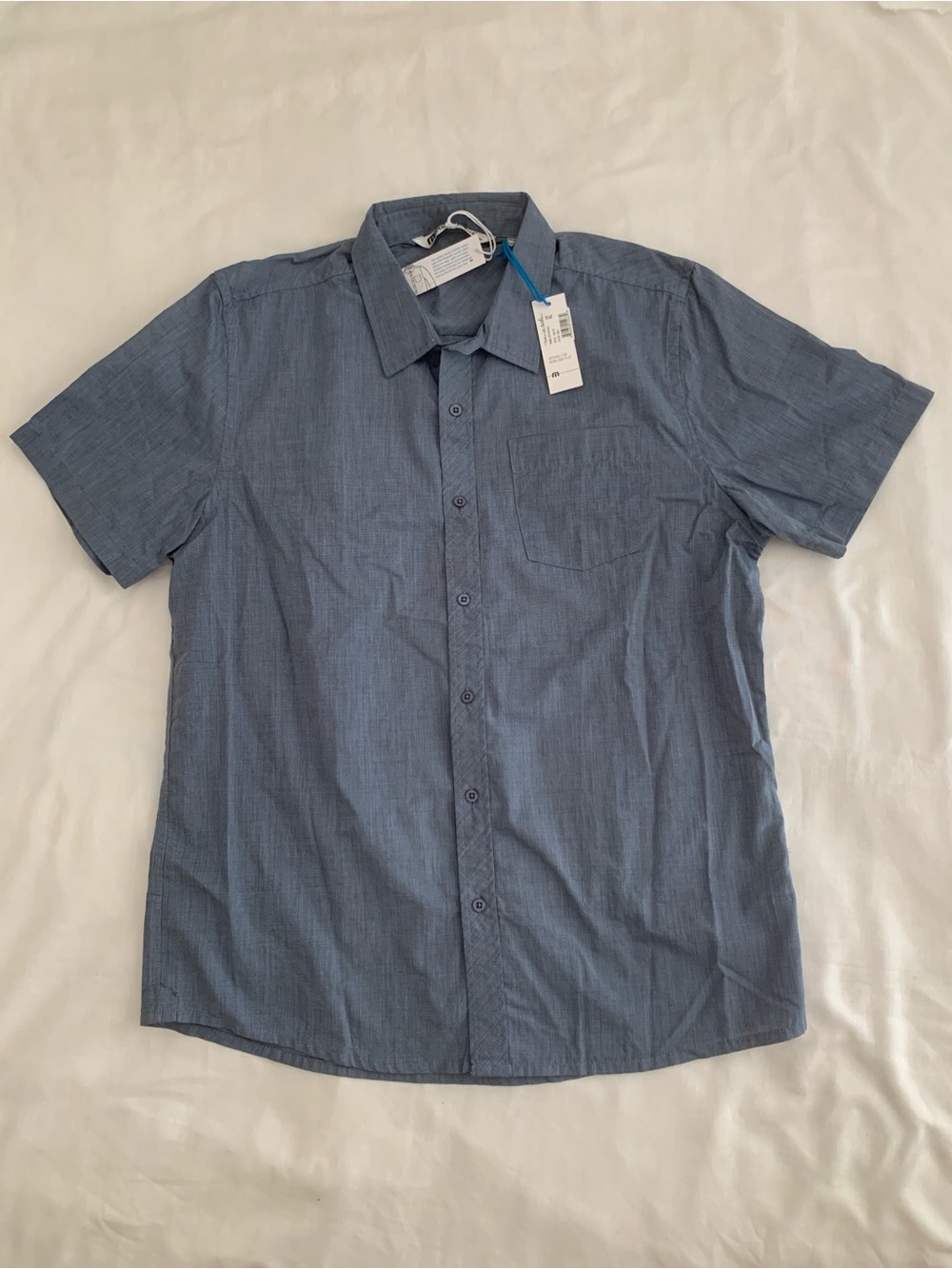 TravisMathew Critchfield Short Sleeve Button Down Shirt Blue XL NWT